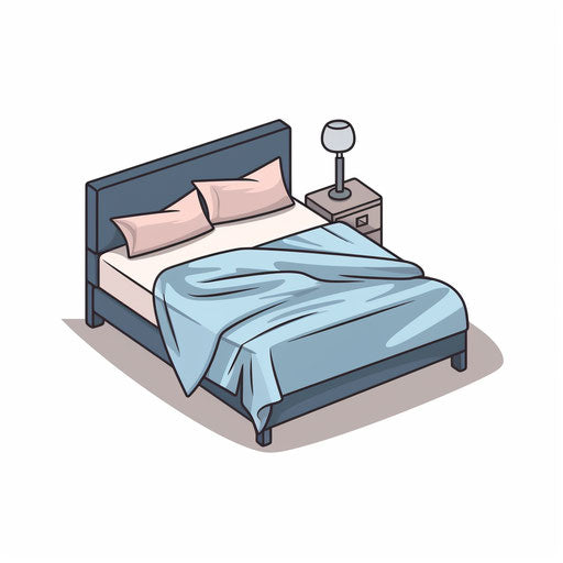 Minimalist style bed clipart on white background