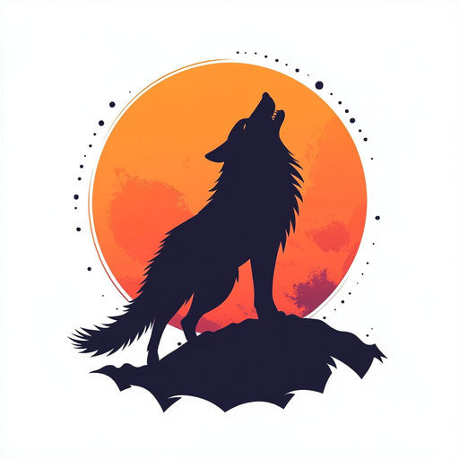 Sketch of howling wolf tattoo under full moon