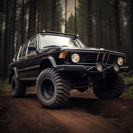 Classic BMW 7 Series with Bigfoot tires