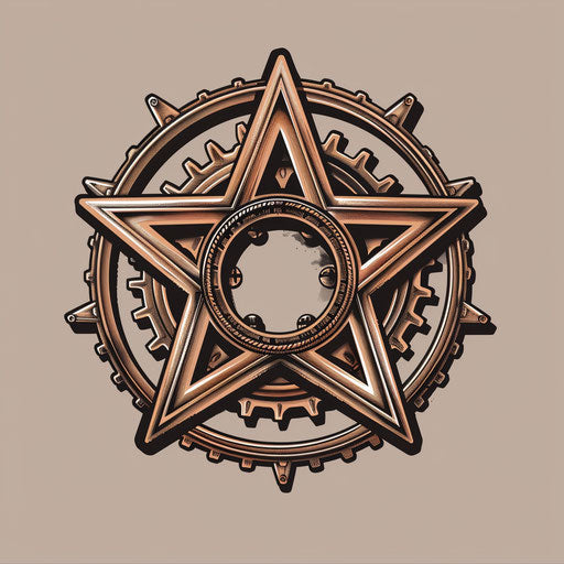 Anarchy symbol with mechanical gears, steampunk vibe