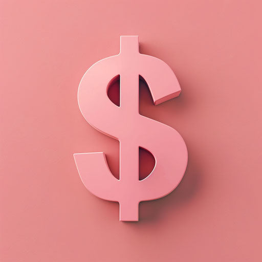Realistic dollar symbol on flat dusky rose background