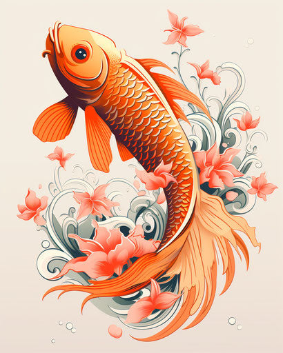 Koi fish tattoo with flower in vector