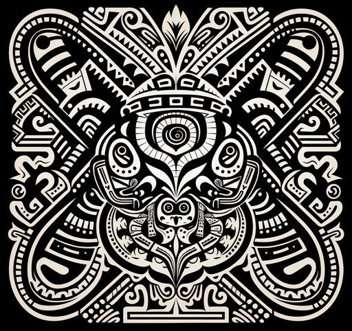 Traditional Hawaiian body art tattoo in monochrome geometry