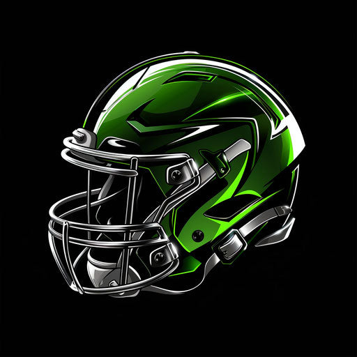 Football logo design in green and silver with sleek black background