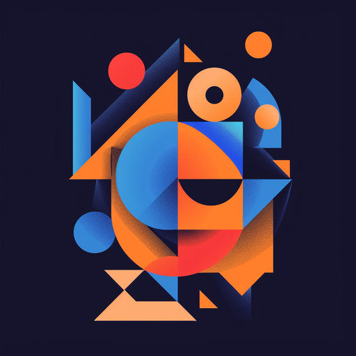 Bold and modern logo with geometric shapes and bright colors