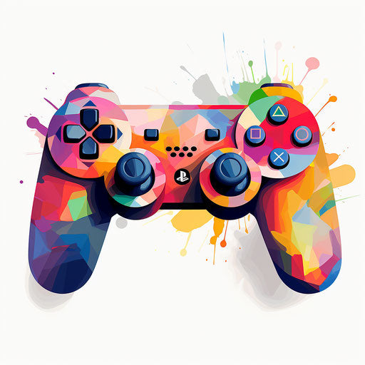 Game controller in Impressionistic Art style, on white background