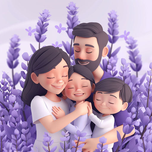 Elegant clipart family on soft lavender background