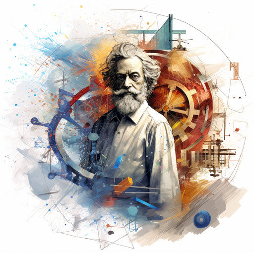 Physics clipart in the style of Impressionistic Art, on a white background