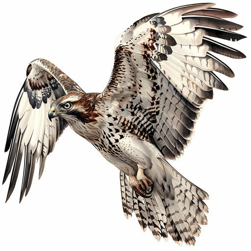 Artistic depiction of a realistic hawk in flight