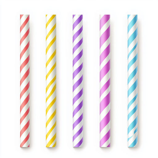 3D Paper Straws on flat white background, isolated clipart