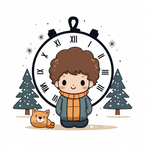 Happy New Year clipart 2024 in the minimalist style, on white background