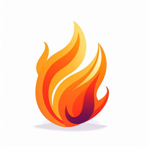 Minimalist fire clipart on white background