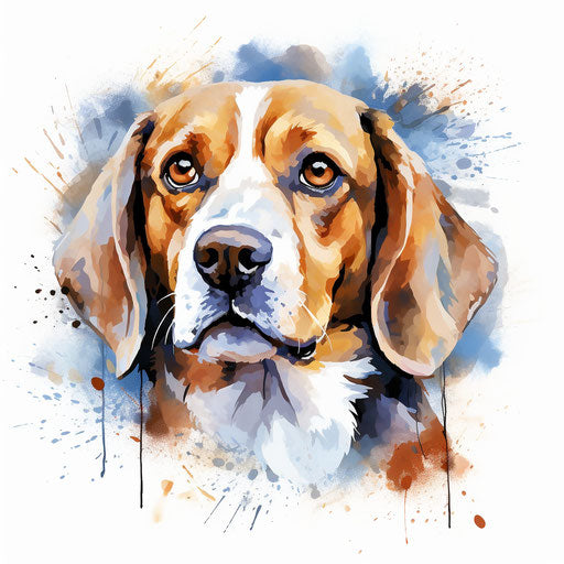Beagle clipart in the style of Impressionistic Art, on a white background