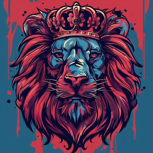 Traditional flat tattoo sketch of a crowned lion