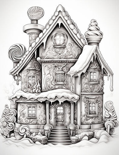 Gingerbread house coloring page