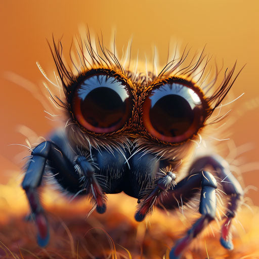 Adorable spider with large eyes, in the style of Elke Vogelsang