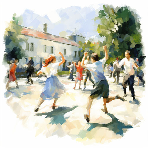 Recess illustration in the style of Impressionistic Art, on white background