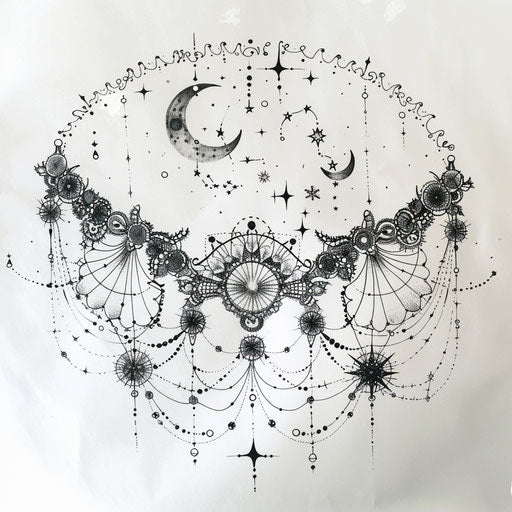 Celestial lace: constellations and zodiac symbols