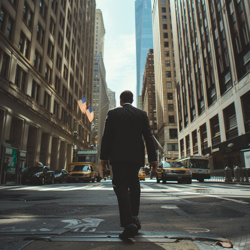 Determined businessman walking in the financial district