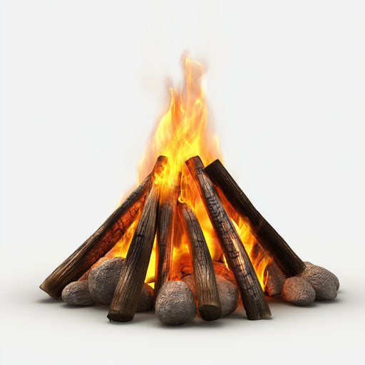 3D campfire on flat white background