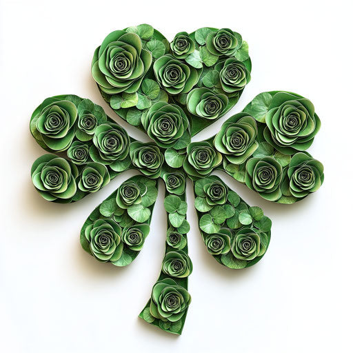 3D shamrock made of green roses on white background