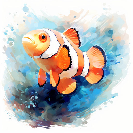 Clownfish in Impressionistic Art on white background