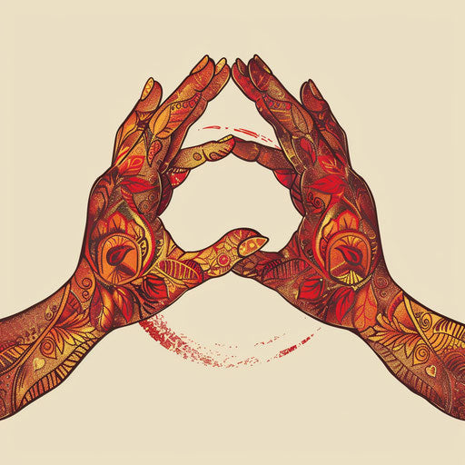 Heartwarming tattoo sketch of two hands in a mudra pose