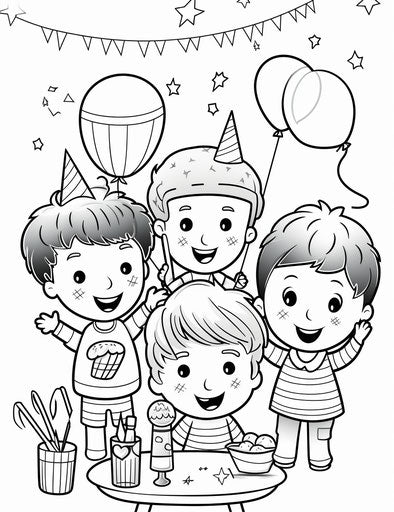 Fun party coloring page, clean and simple designs