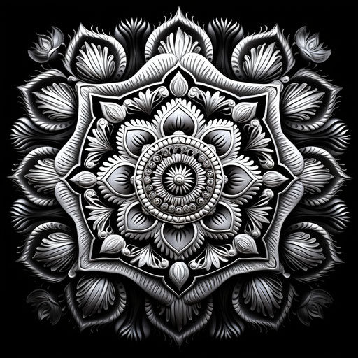 Beautiful mandala for coloring or design, Yashica Mat-124g style, opulent fabrics