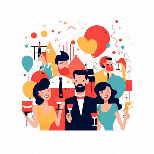 Minimalist party illustration on white background