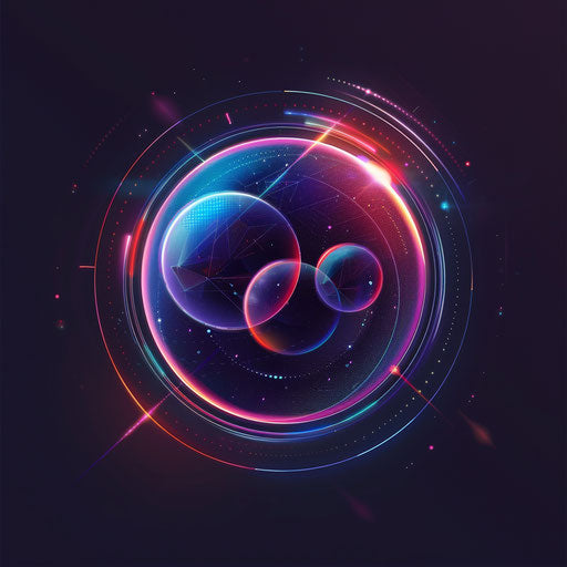 Futuristic smart logo with holographic elements on dark background
