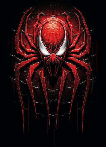 Red and black Spiderman symbol, tattoo-inspired