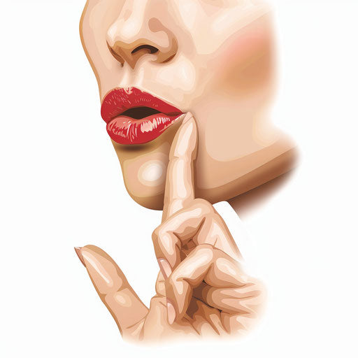 Realistic shhh clipart on white background, deep shadows