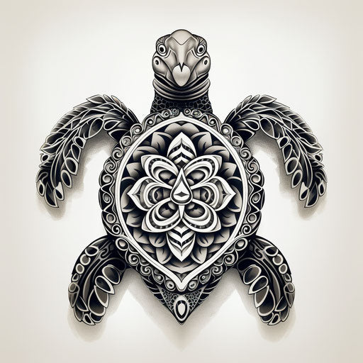 Hawaiian tattoos in elaborate turtle design