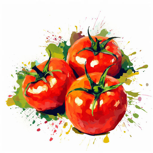 Tomato clipart in the style of Impressionistic Art, on white background
