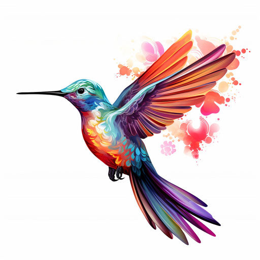 Hummingbird illustration in Chiaroscuro Art style, on white background