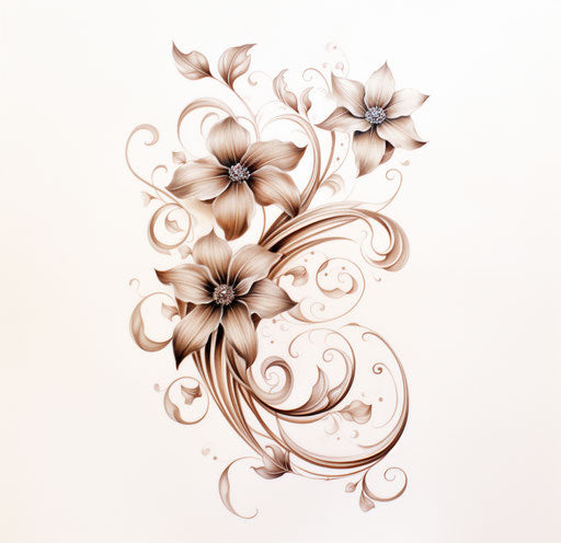 Beautiful flowers and vines tattoo design