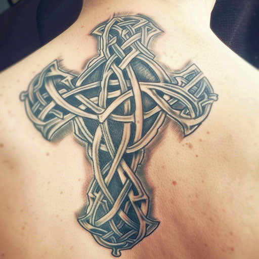 Celtic cross in tribal style on white background