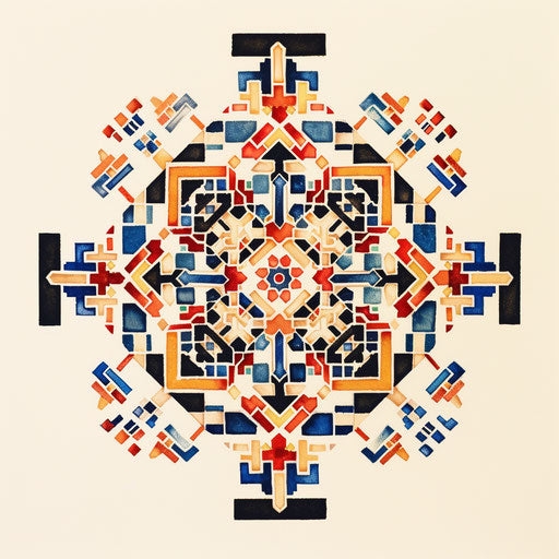 Korean geometric patterns as tattoo on white background