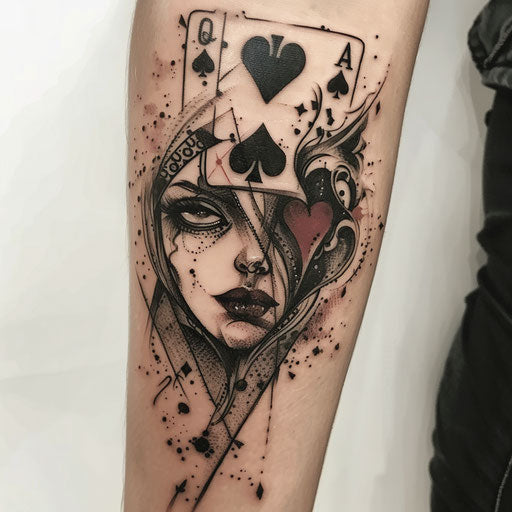 Queen of spades tattoo in surrealistic style
