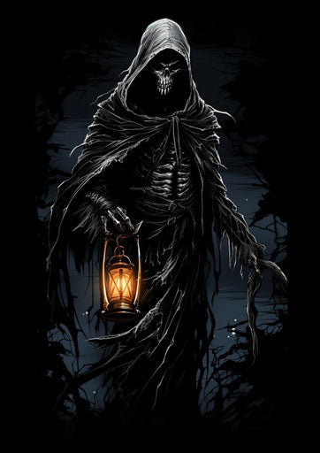 The grim reaper in light black and white style