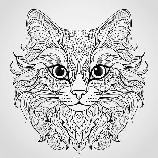 Luxurious adult coloring pages with 88 fresh designs of printable Mr. Cat in black & white