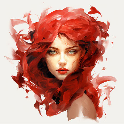 Turning red clipart in the style of Oil painting, on a white background