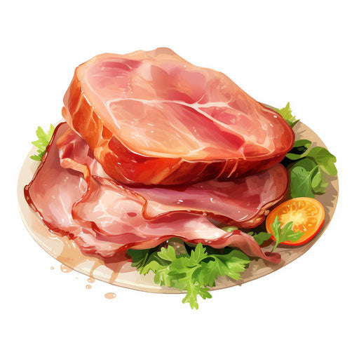 Ham clipart in the style of Oil painting, on a white background