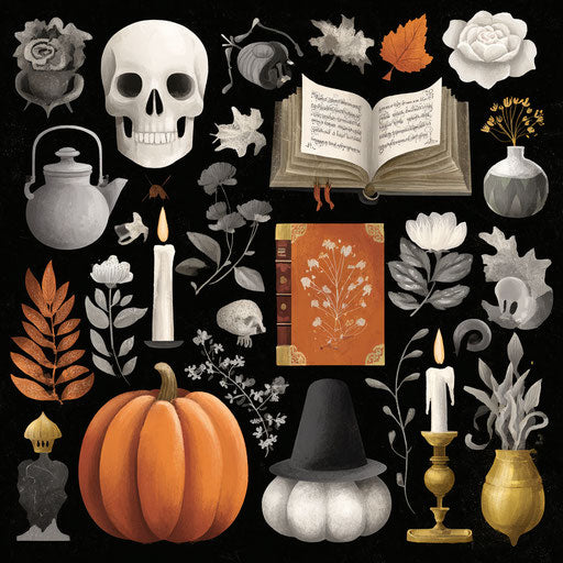 Festive Illustration Celebrating Halloween with Spooky Elements