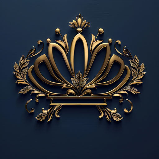 Crown logo in gold and navy with a sophisticated background