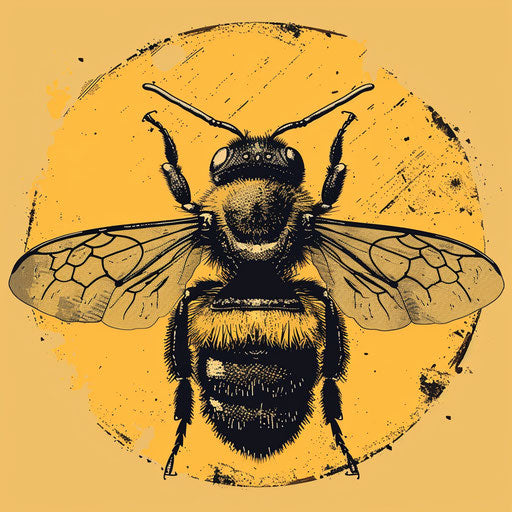Illustration of a bee in screen printing style, high res