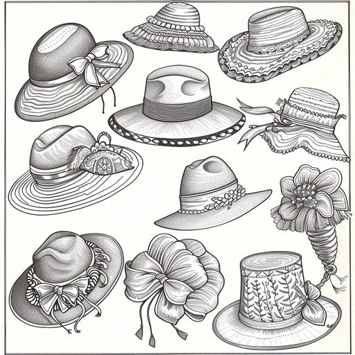 Whimsical hat collection in various styles and patterns