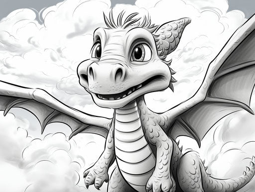 Dragon in the sky coloring page