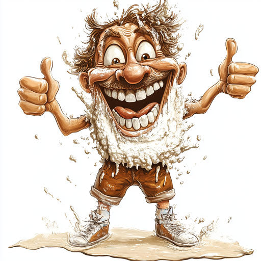 Humorous caricature of a flour with human characteristics